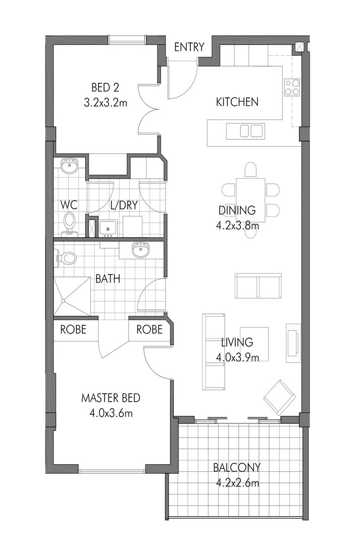 Glenelg, ground floor 2 bedroom apartment featuring open plan living and private balcony
