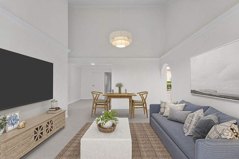 An elegant, fully renovated one-bedroom unit overlooking gardens.