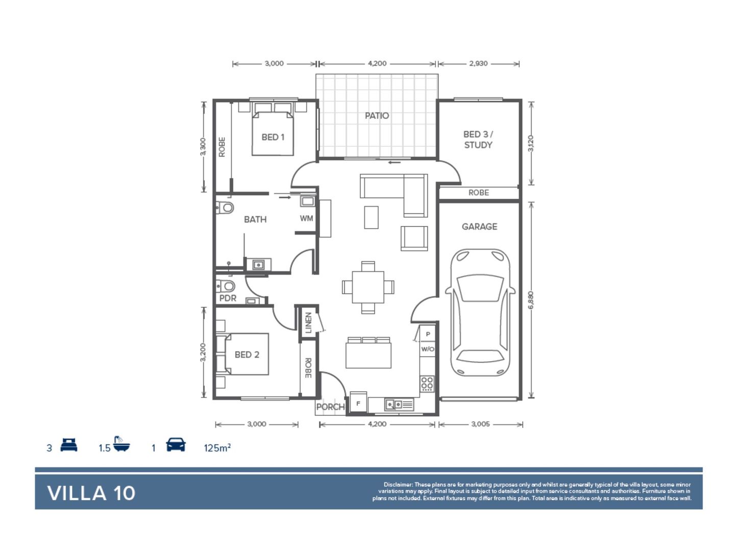 Villa 10 | 3 bed + 1 bath + powder