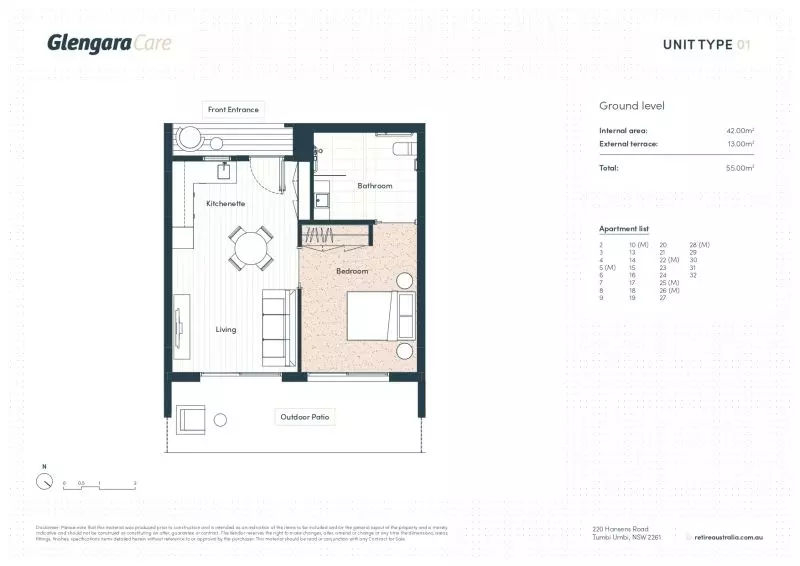 A ground-floor apartment featuring large terrace for easy access for visitors and parking.