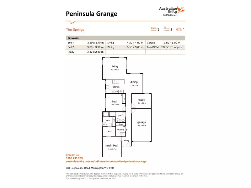 AVAILABLE NOW - 'The Springs' 2br + study & single garage