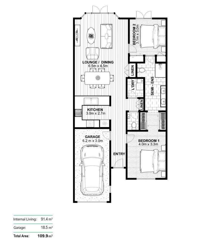 Spacious Living, Sunny Courtyard