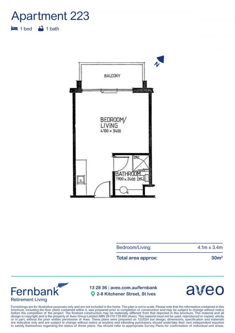 Light and bright apartment with services