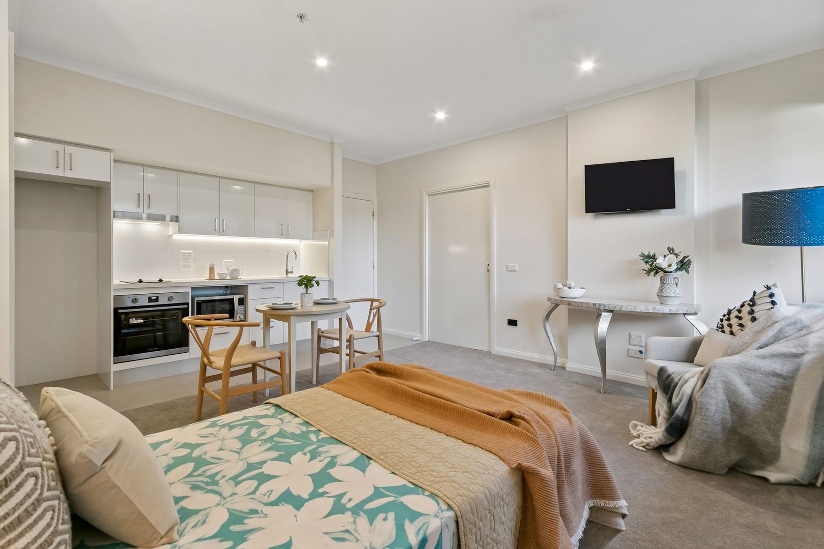 Modern studio apartment with a new kitchen