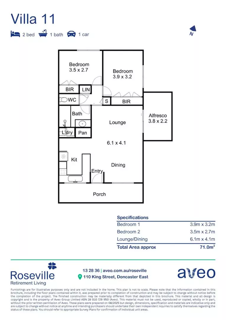 Two-bedroom villa located close to community centre