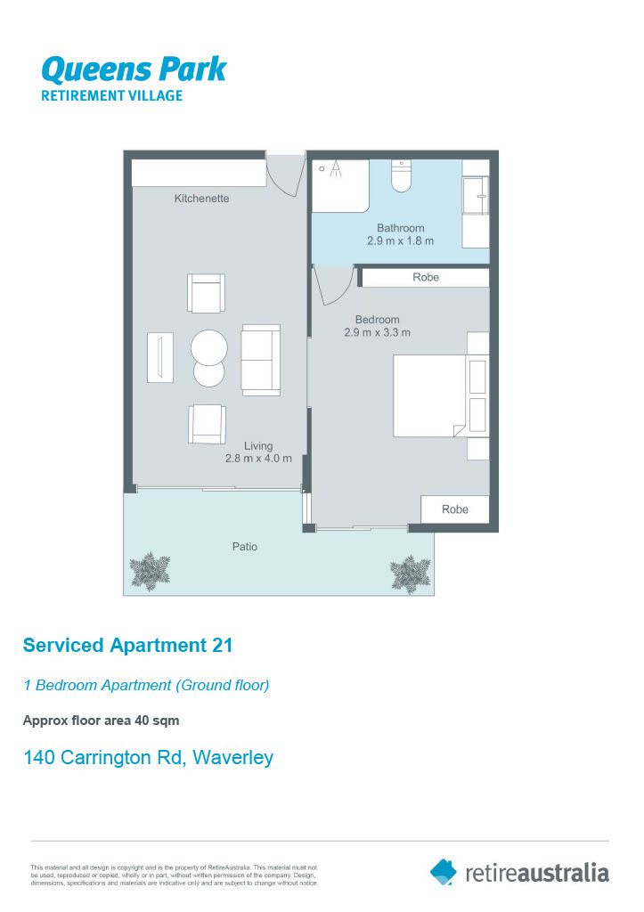 Sunny ground floor serviced apartment with garden and pool views.