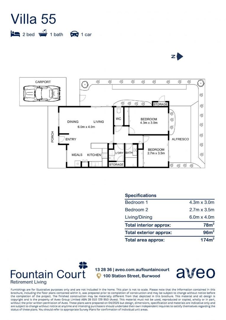 Two-bedroom villa located close to community centre