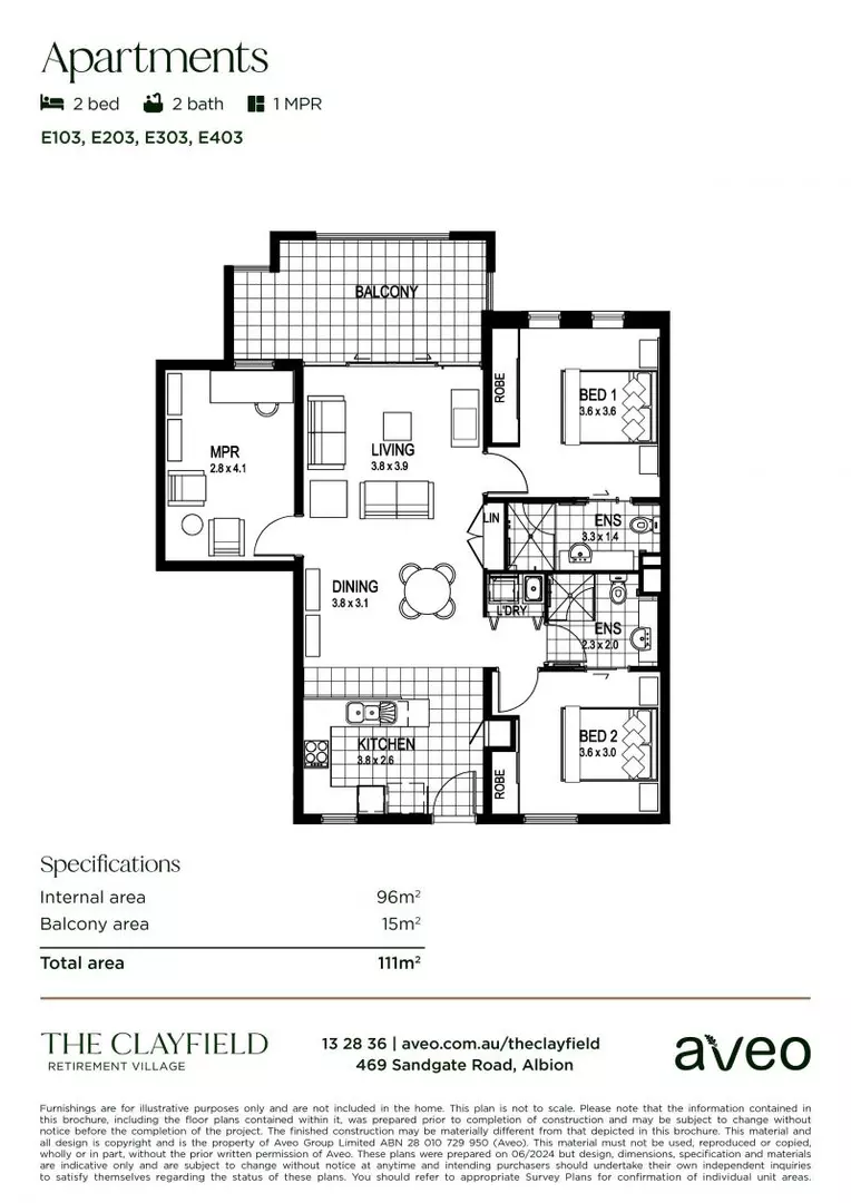 Spacious two-bedroom plus study