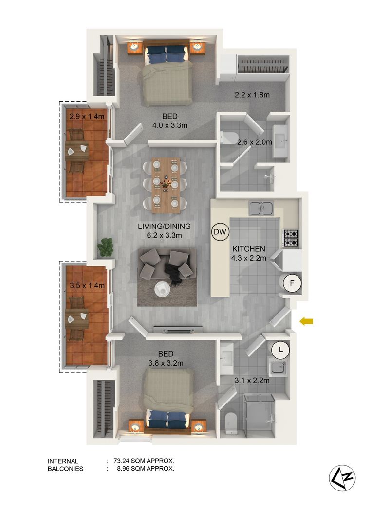 Two Bedroom | Unit 614