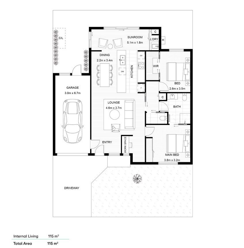 Bright, Low-maintenance, Study Nook and Garden Outlook