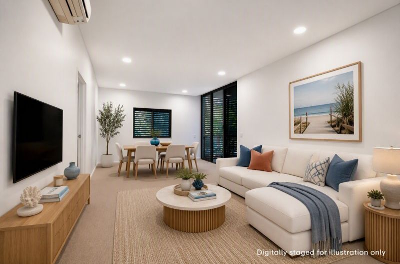 Light-Filled Beachside Apartment with North-Facing Balcony