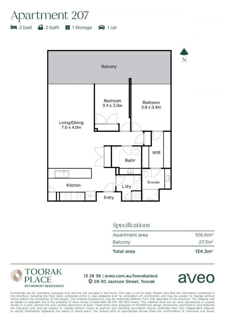 North-facing 2-bedroom apartment with views!