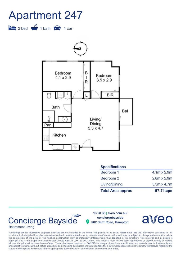 Spacious and bright two-bedroom apartment