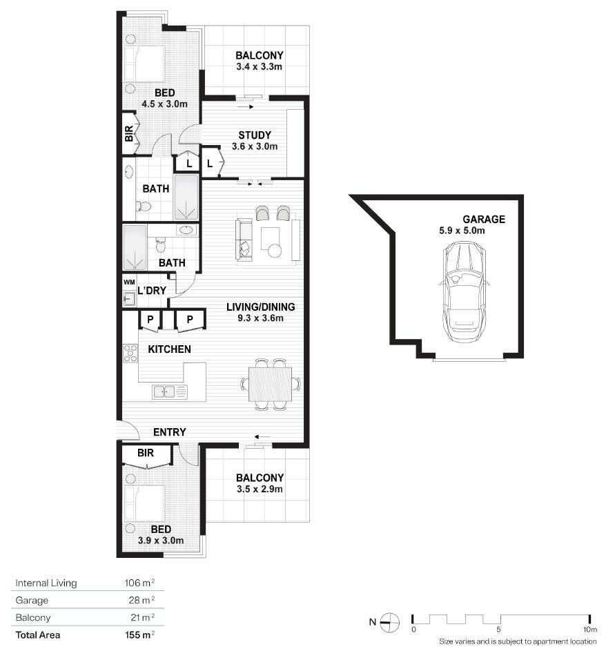Sophisticated Living with Study and Dual Balconies