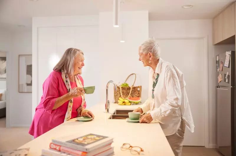 Light-filled north-facing terrace with bowling green views