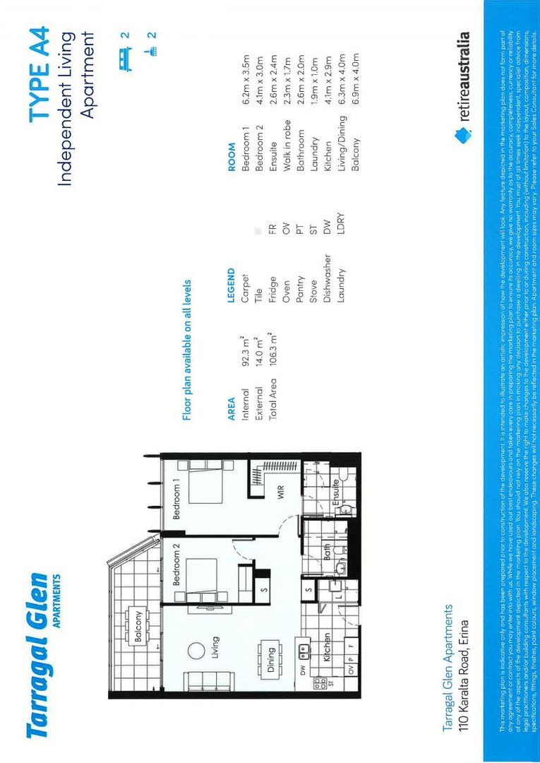 Independent Living Apartment 7108 2 bed 2 bath