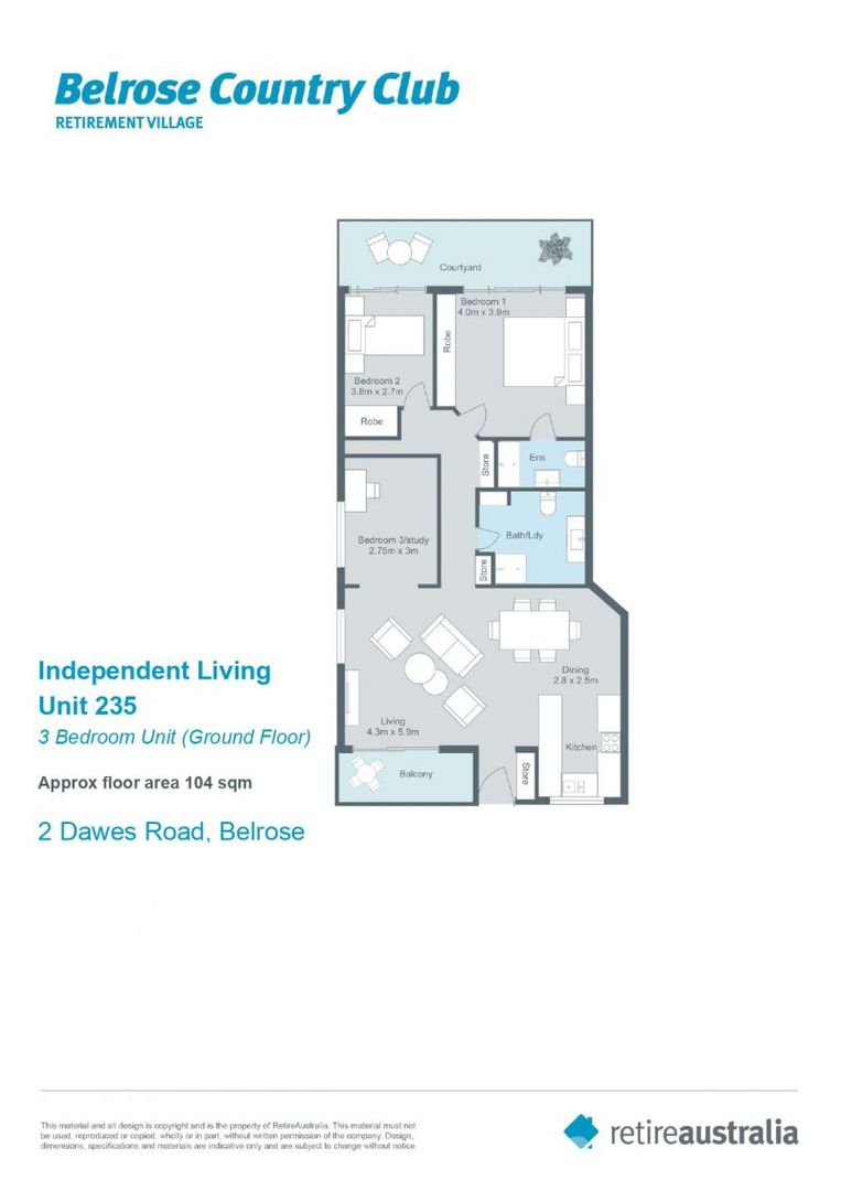 Immaculately maintained 3 bedroom unit with modern look situated in the centre of the village