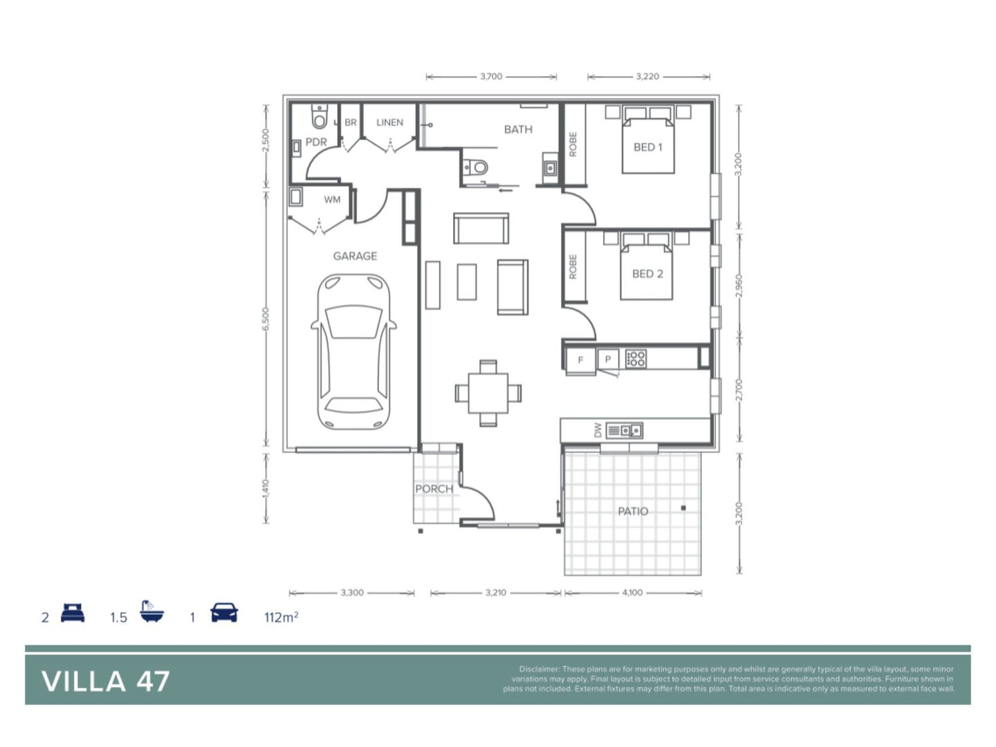 Villa 47 | 2 bed + 1 bath + powder - Oak Tree Retirement Village Goonellabah
