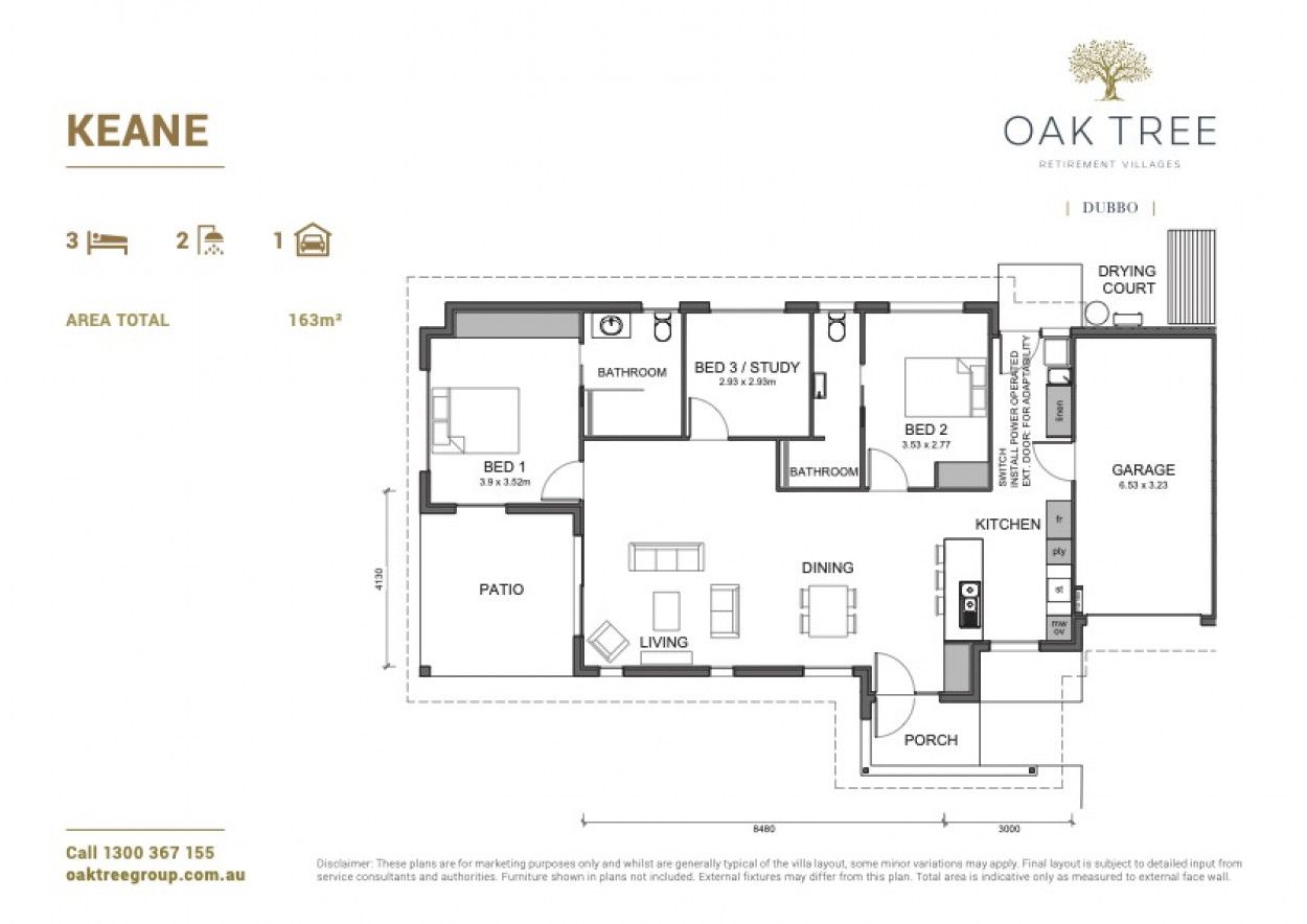 Oak Tree Retirement Village Dubbo - KEANE DESIGN - 3 Bedroom + 2 Bathroom