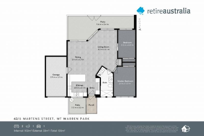 Beautiful two-bedroom, one bathroom villa with enclosed rear entertaining area.