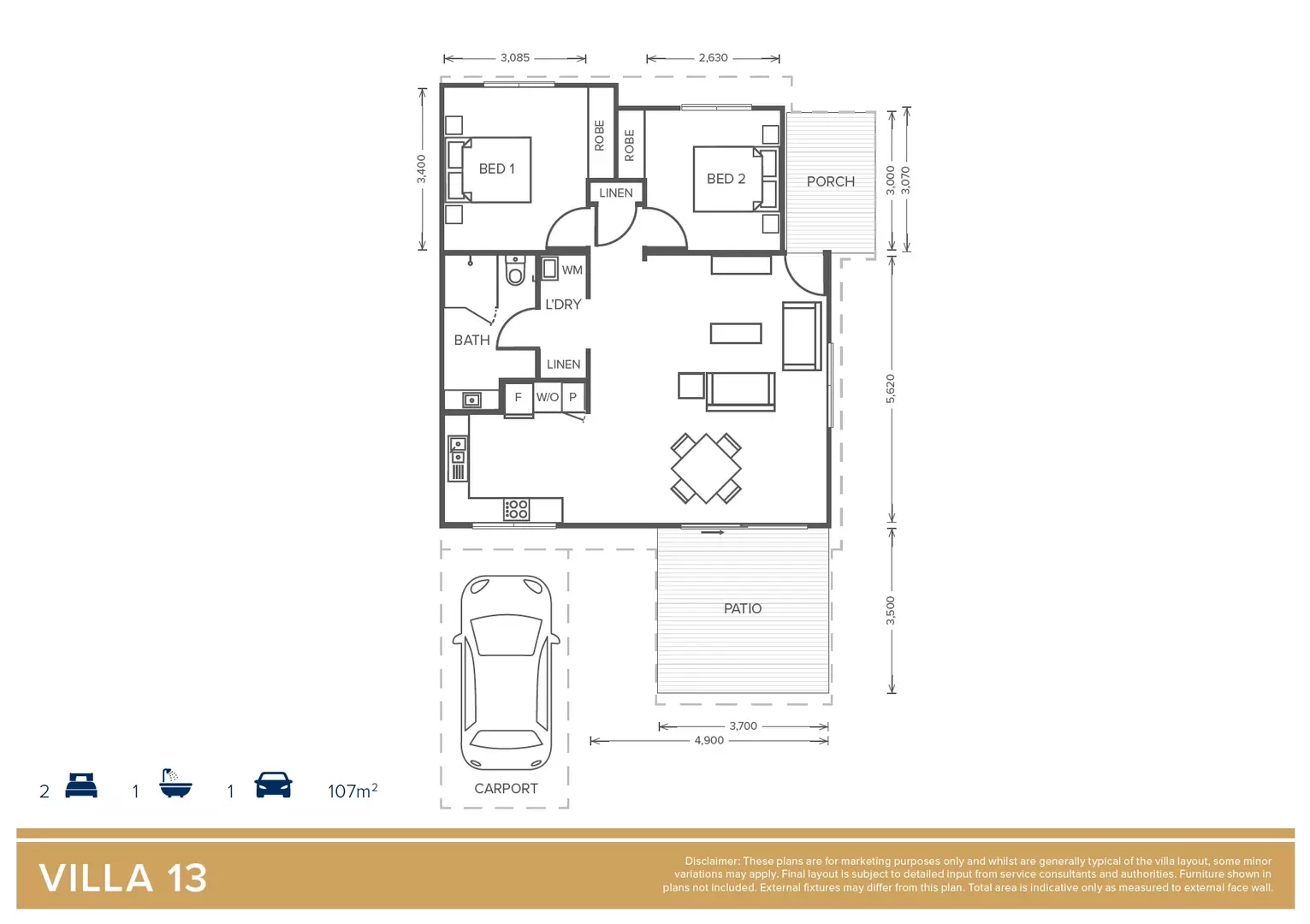 Villa 13 - 2 Bedroom 1 Bathroom 