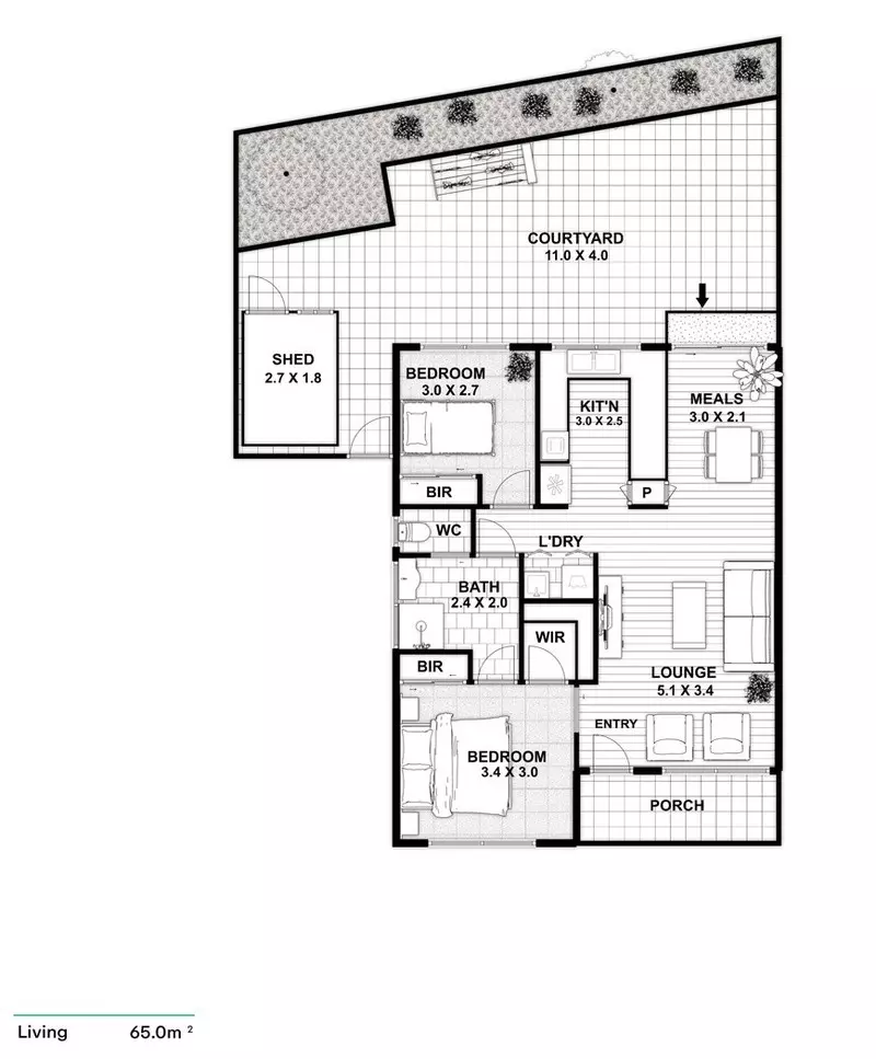 Stylishly Refreshed Unit with Courtyard in Top Location