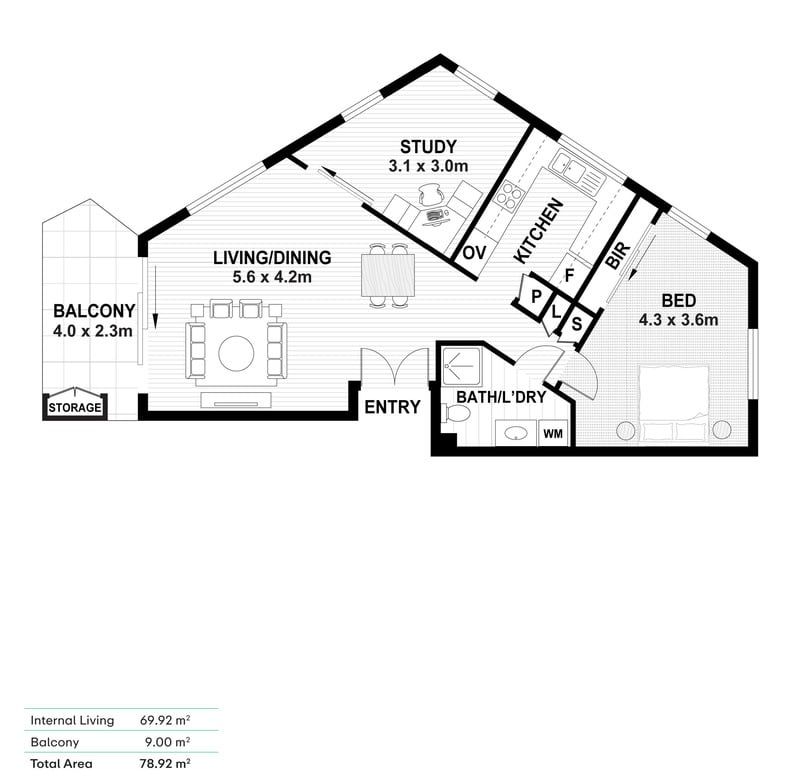 Stylish First-Floor Retreat with Study and Leafy Balcony Outlook