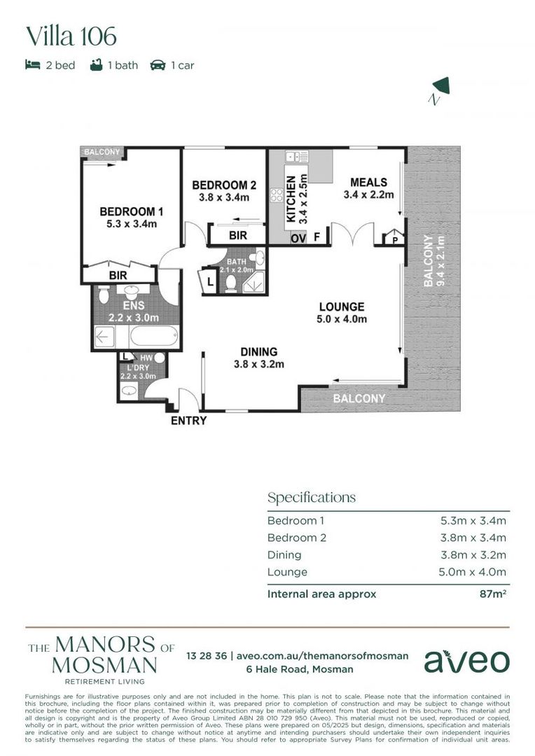 Bright and spacious top floor two-bedroom villa