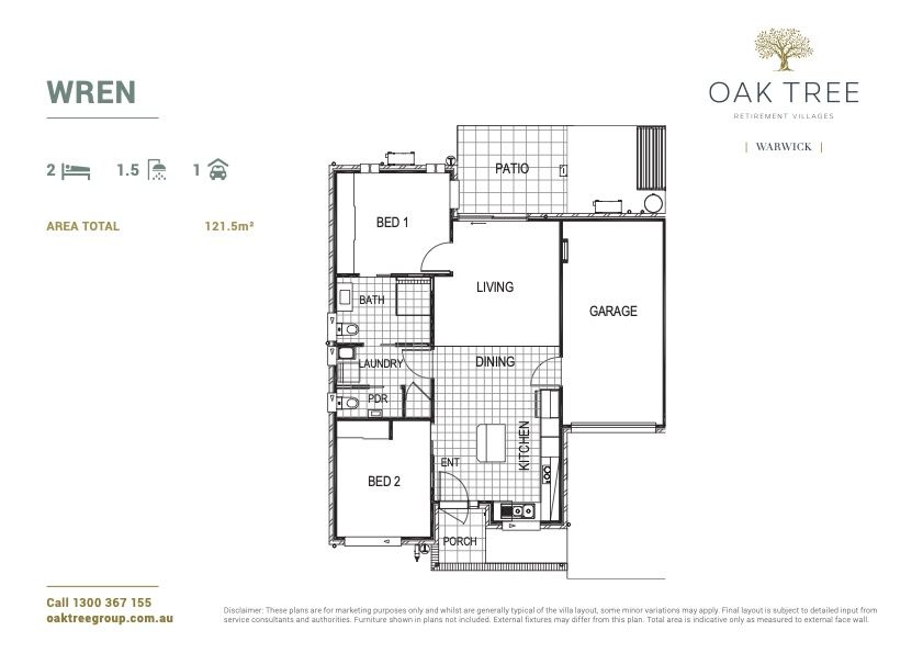 Oak Tree Retirement Village Warwick - WREN DESIGN - 2 Bedroom + 2 Bathroom