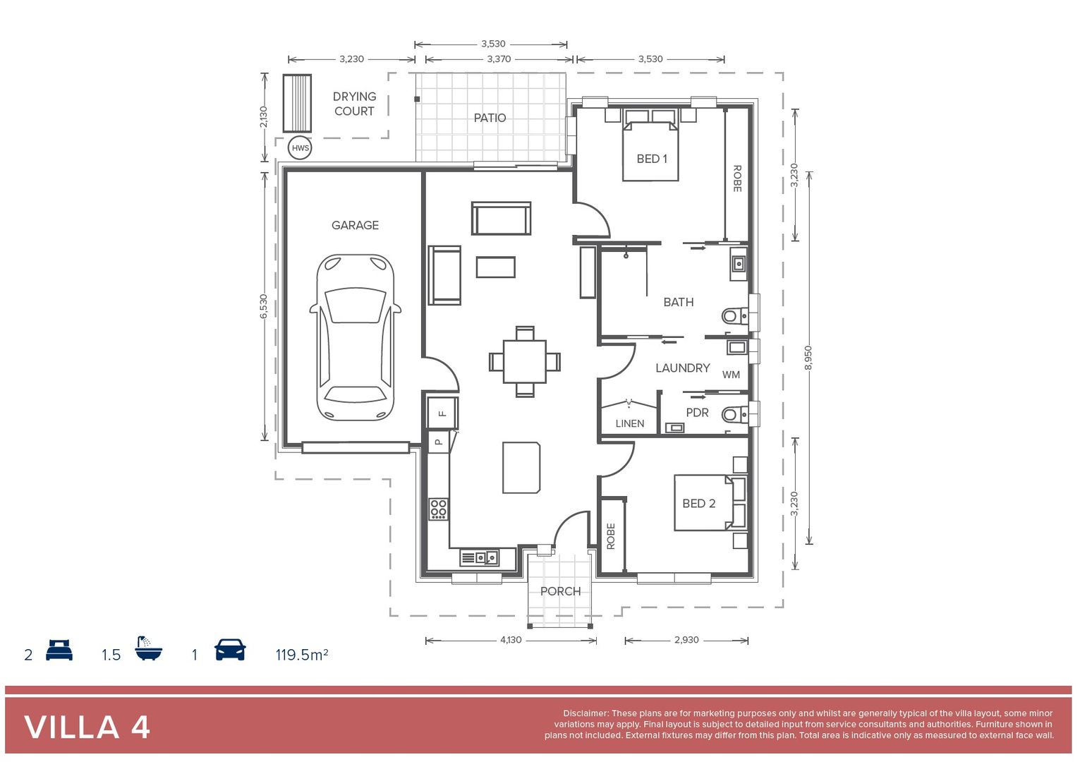 Villa 4 Oak Tree Retirement Village Moss Vale - 2 Bedroom + 1 Bathroom + Powder Villa