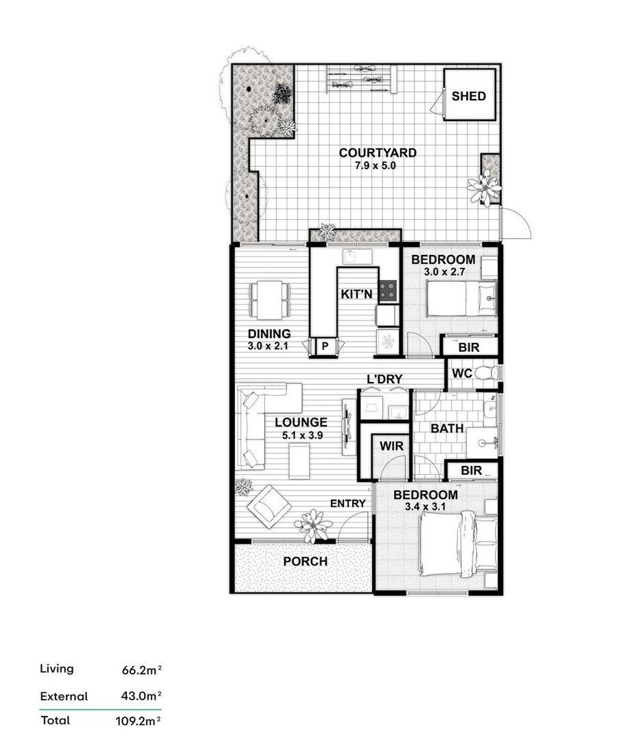 Fresh Interiors, Generous Courtyard