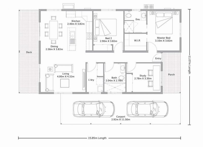 3 bedrooms & 2 bathrooms