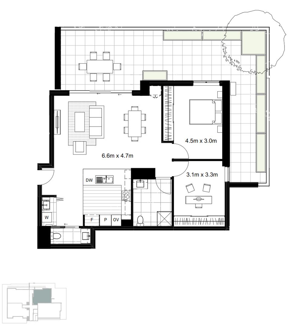 Last one! Ground floor large one bedder with study, ready to move into later this year.