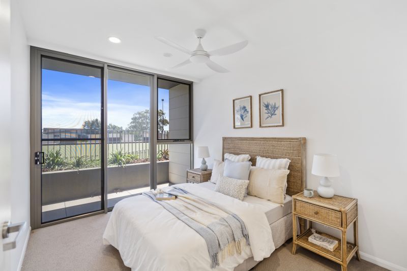 Light-filled north-facing terrace with bowling green views