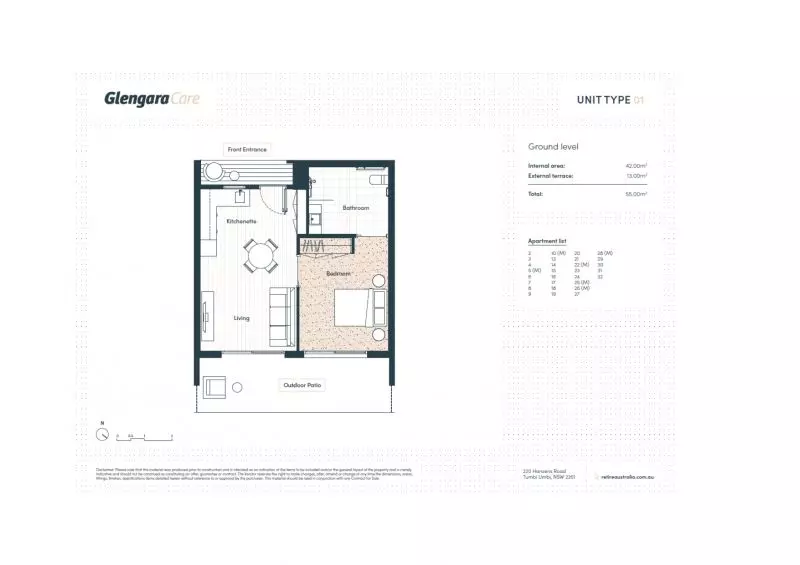 A ground-floor apartment featuring large terrace for easy access for visitors and parking.