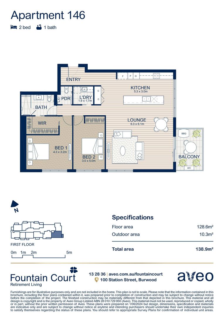 First-floor 2-bedroom corner apartment