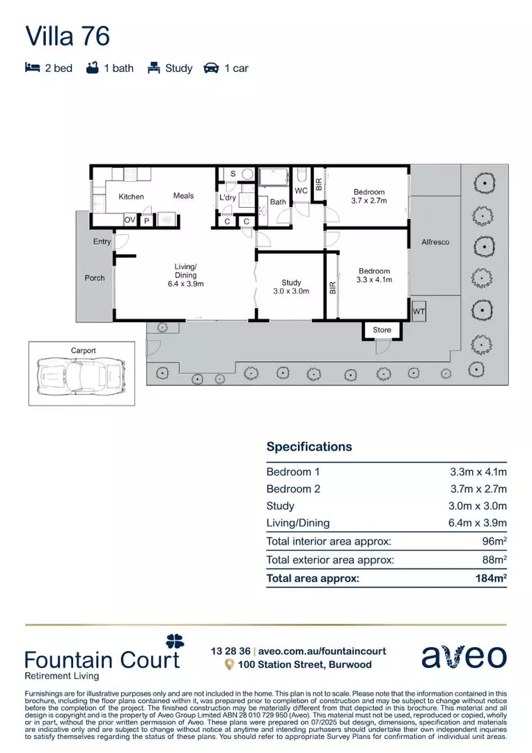 Newly refurbished 2-bedroom plus study villa