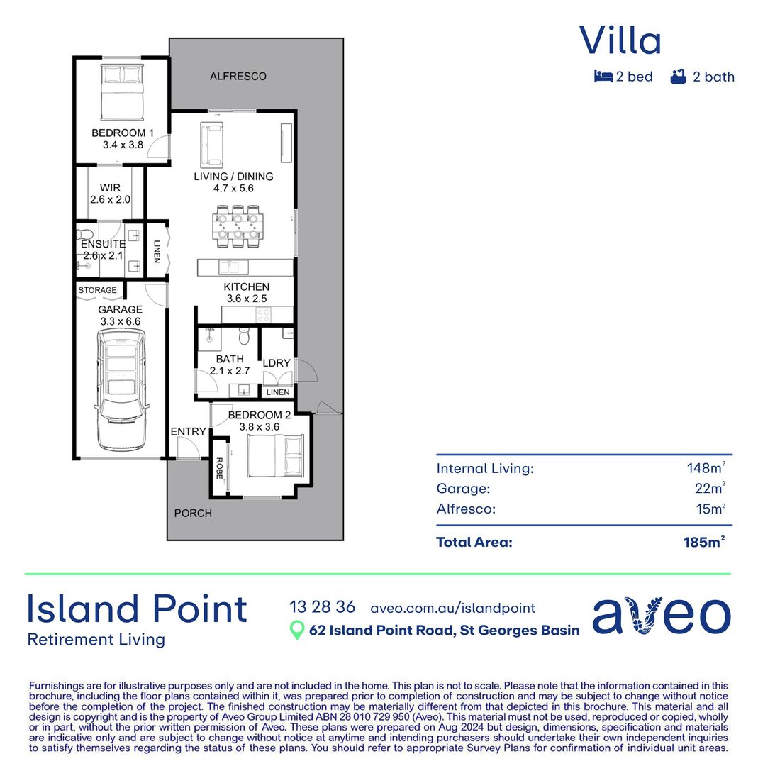 Brand new spacious two-bedroom villa, close to the community village