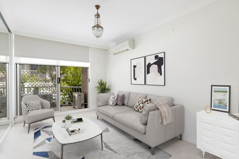 Sunny ground floor serviced apartment with garden and pool views.