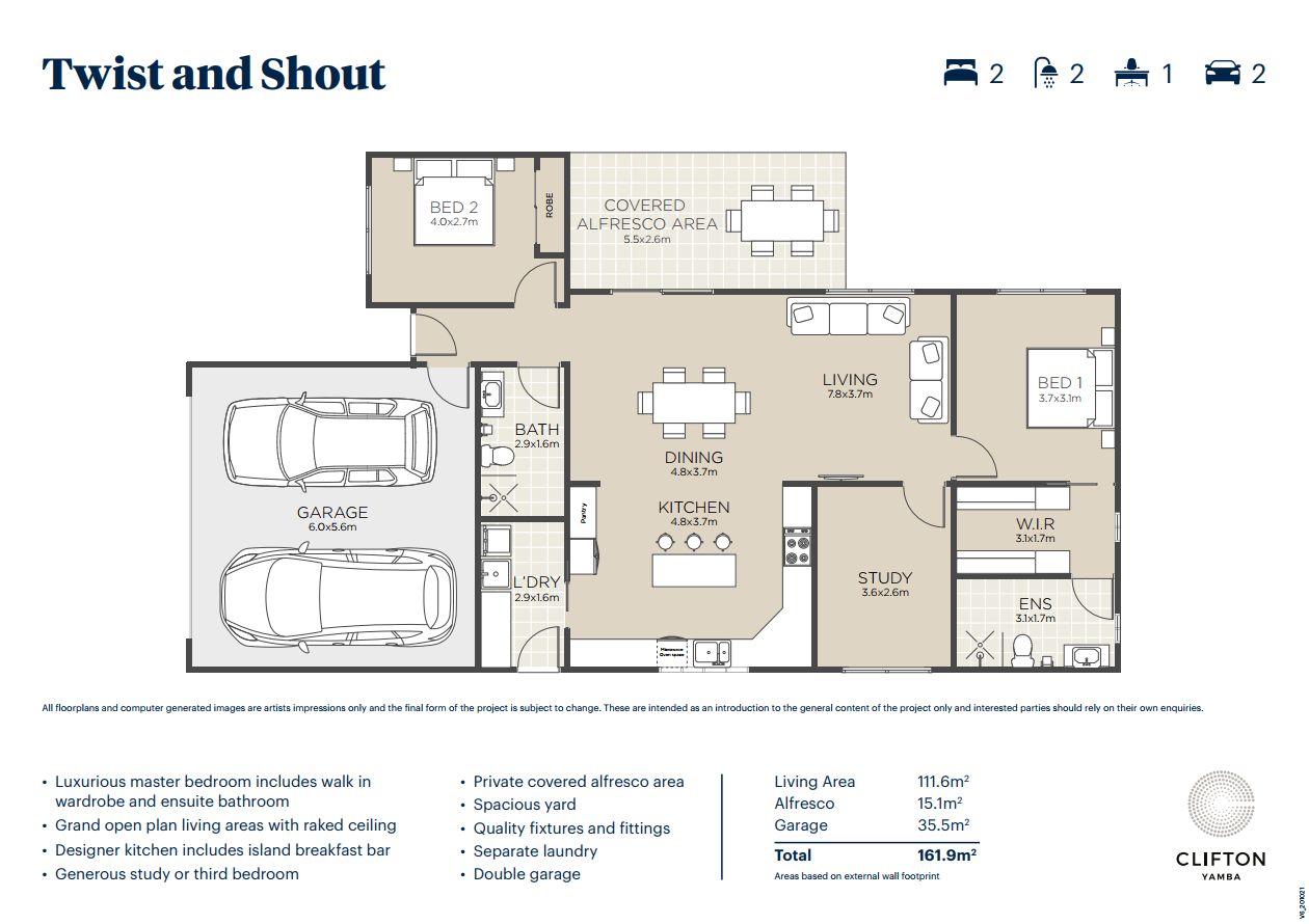 Clifton Yamba | Twist and Shout | 2-bed+ study