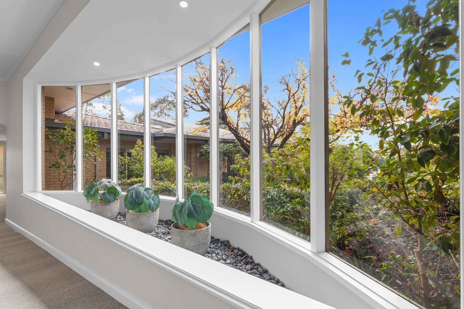 Modern apartment with beautiful window outlooks.