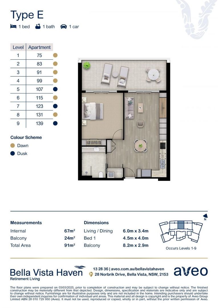 Spacious, light-filled 1-bedroom apartment