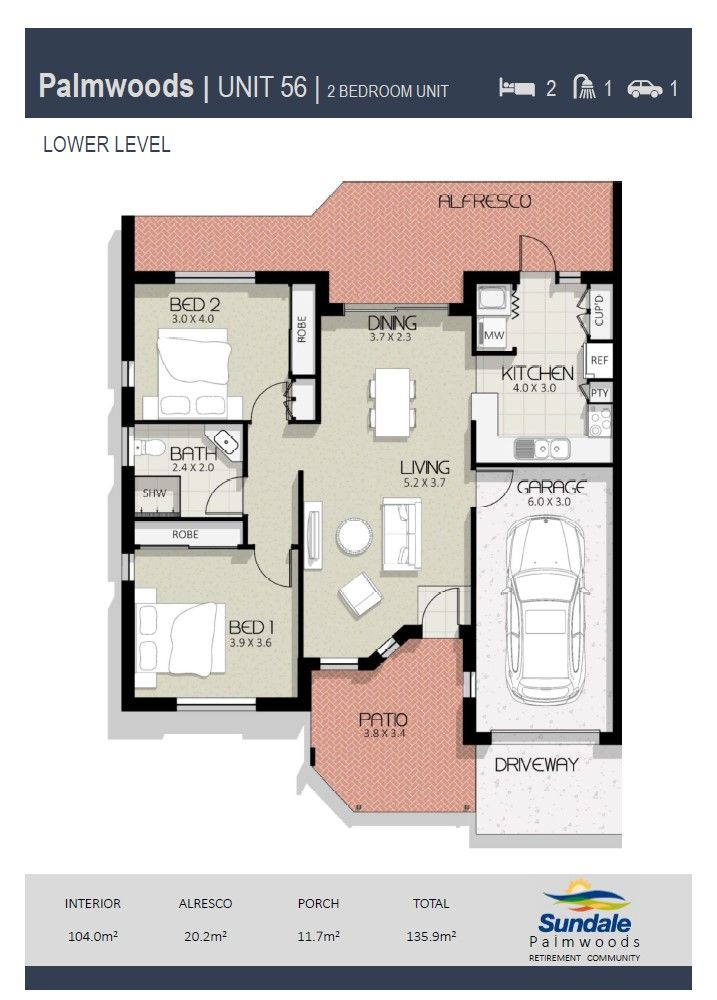 Larger Style 2 bedroom Unit