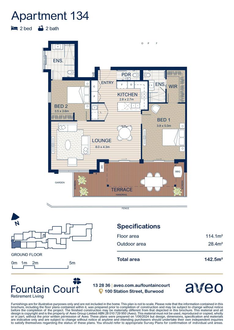 Stylish ground floor two-bedroom apartment