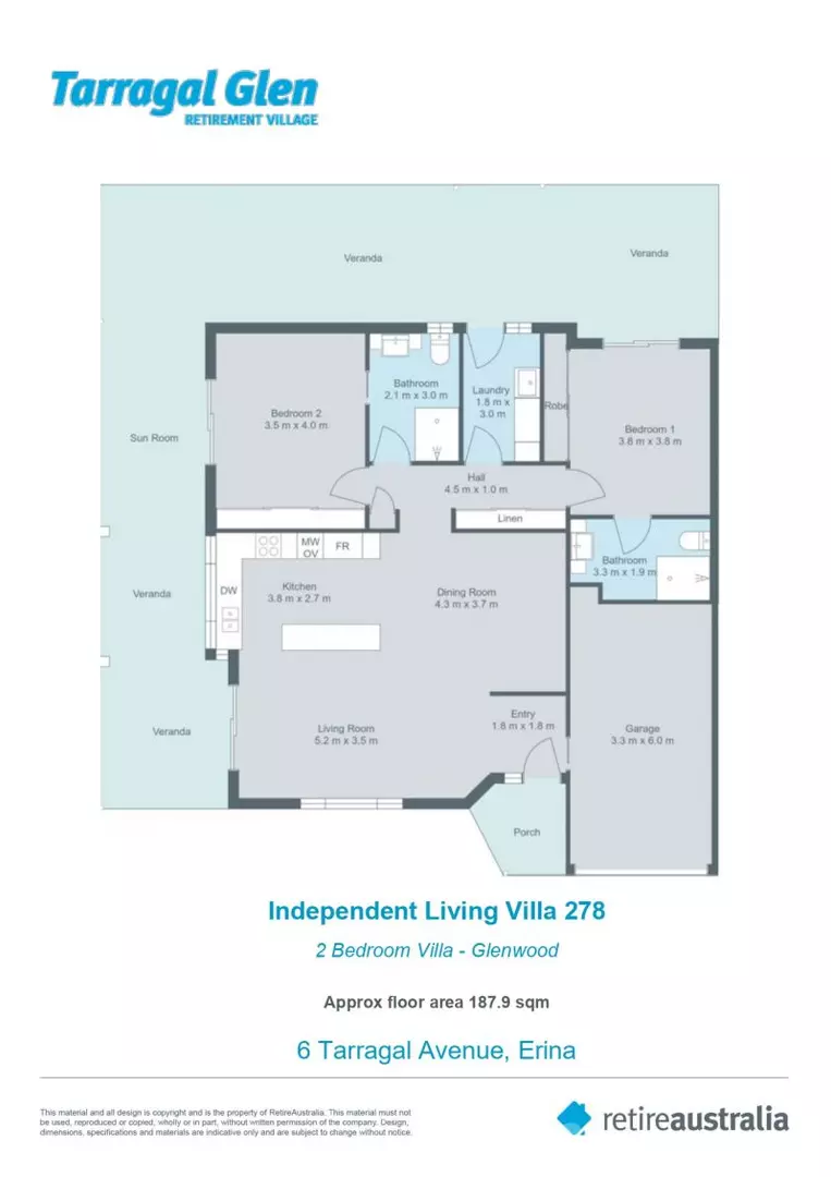 Set in a private enclave of Tarragal Glen Retirement Village