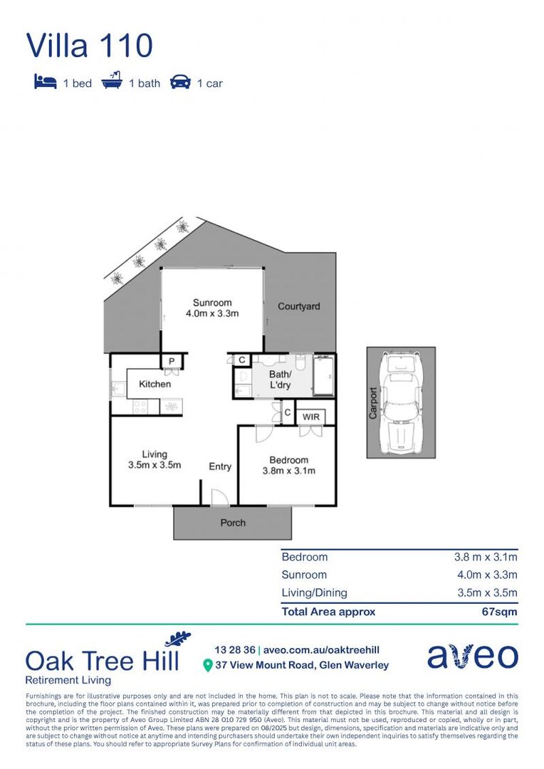 North-facing 1-bedroom villa with beautiful sun-drenched sunroom