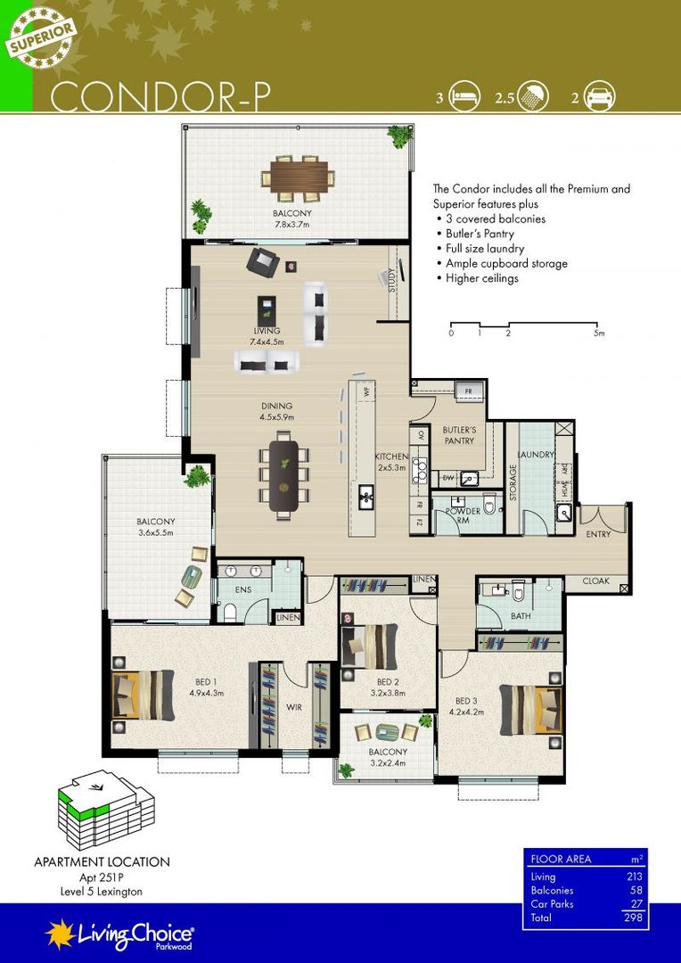 Penthouse perfection with amazing golf course views