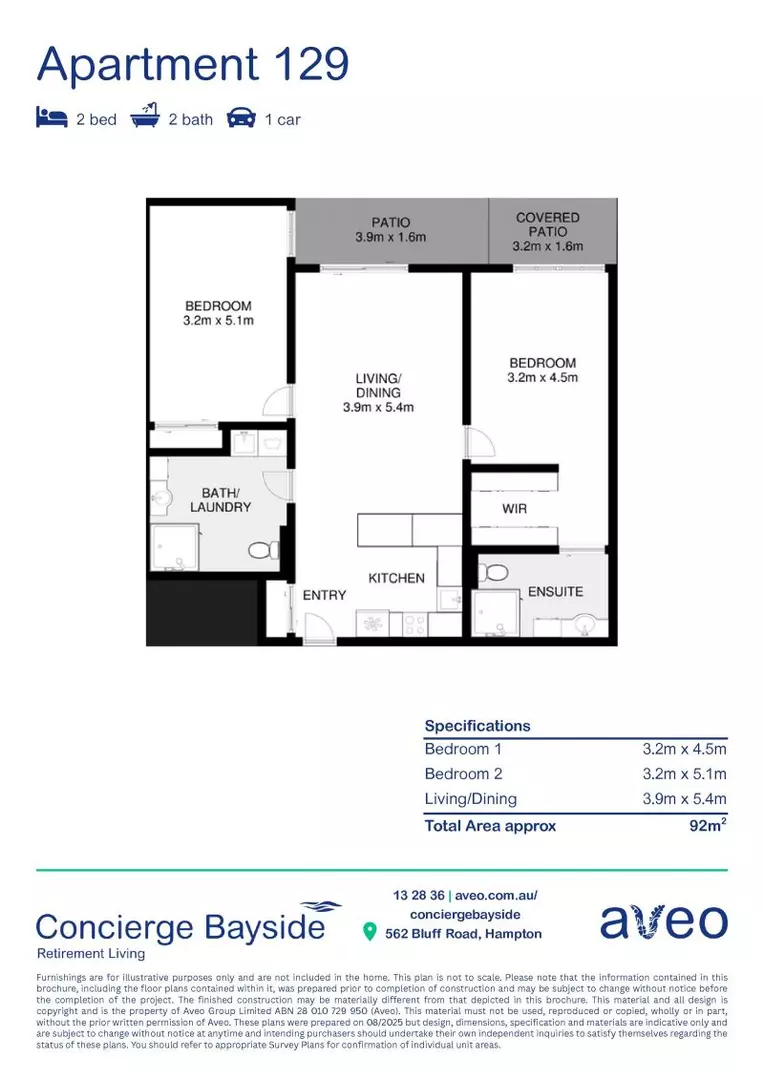 Large 2-bedroom, 2-bathroom ground-floor apartment