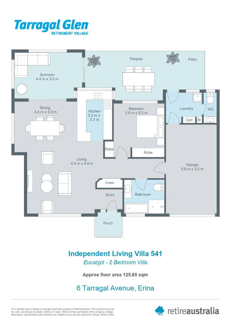Unique 1 bedroom design, north facing villa capturing the morning sun