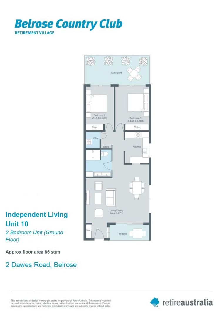 Centrally located, ground floor unit surrounded by lush gardens with large courtyard, close to clubhouse.